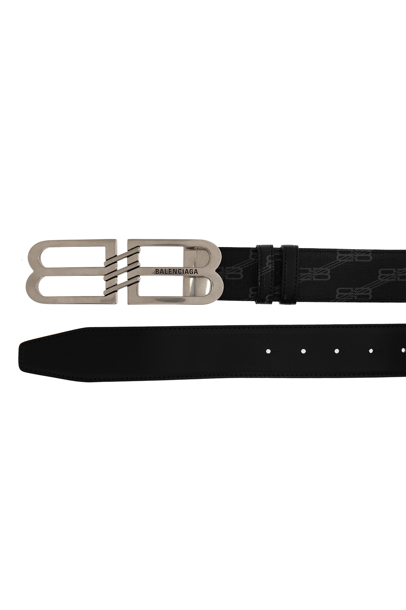 Balenciaga 718103 210JW REVERSIBLE BB MONOGRAM Belt Black