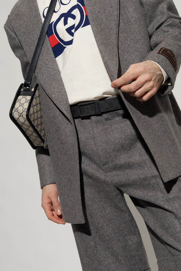 Gucci borsa gucci vintage in camoscio nero e beige e pelle nera