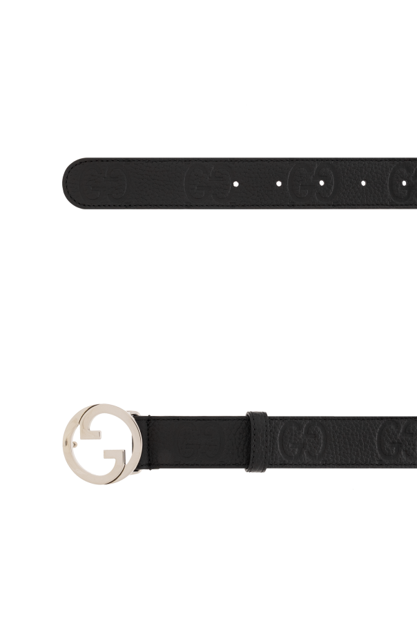 gucci Wolle Leather belt with logo