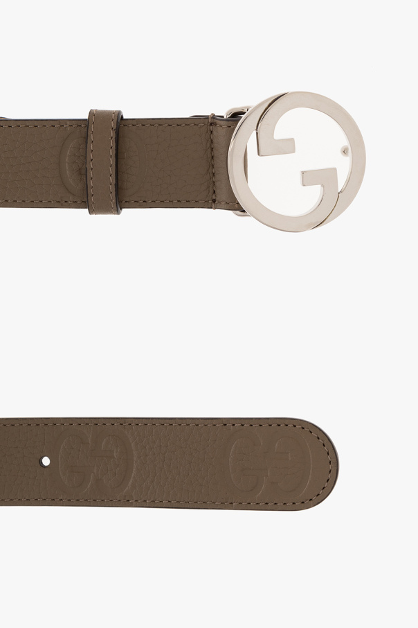 gucci lurex Leather belt with gucci lurex Print buckle