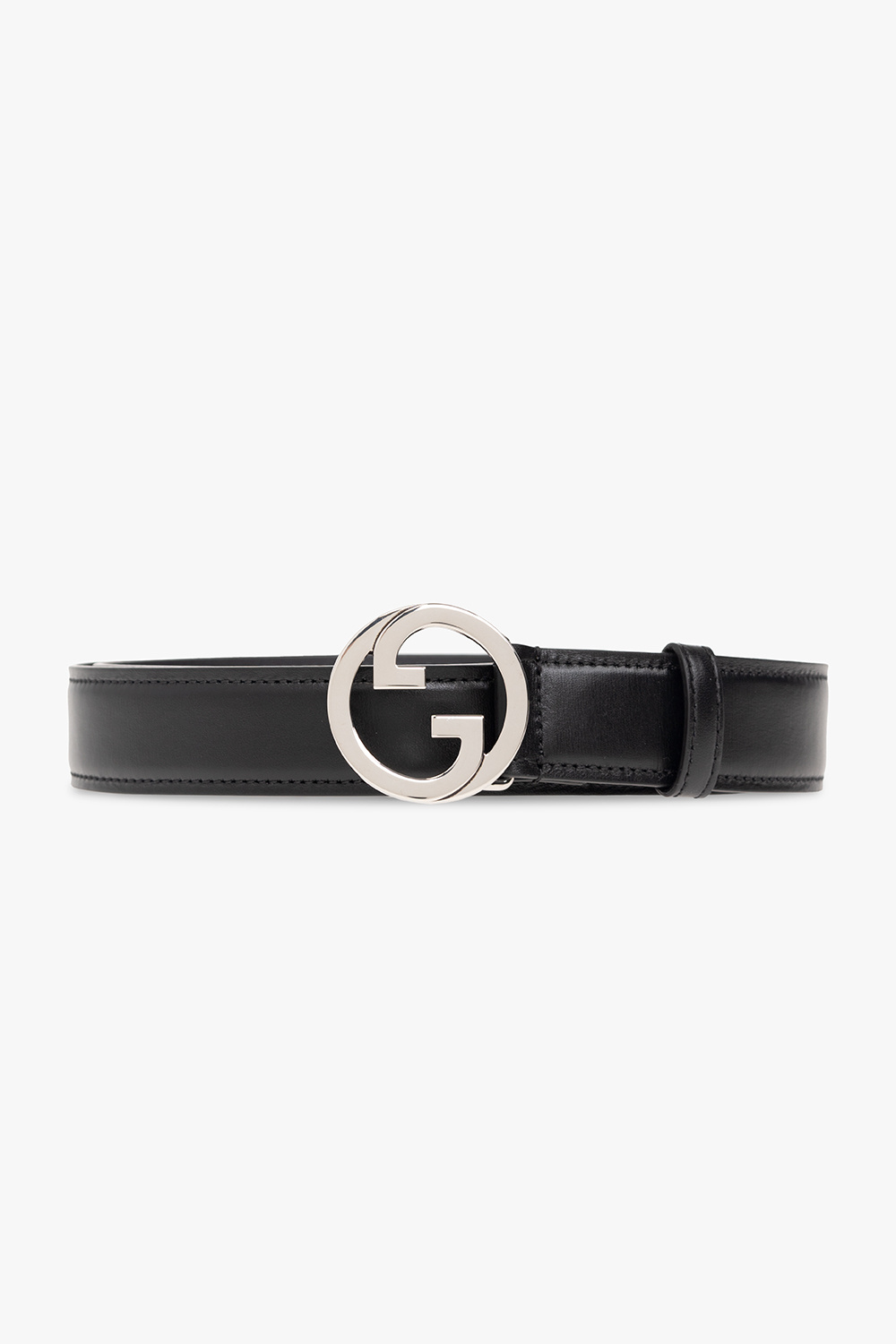 Gucci Belt with Square Buckle and Interlocking G, Size Gucci 105, Black, Leather