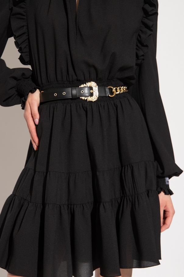 Beige Vestit dress from ASPESI featuring slim cut Chain-trimmed belt