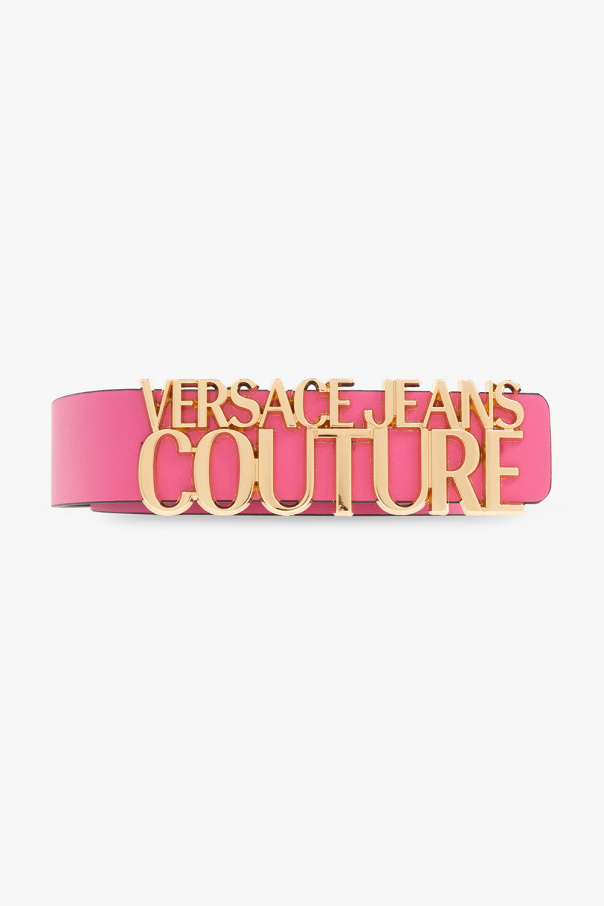 Versace Chiara-Print jeans Couture Leather belt