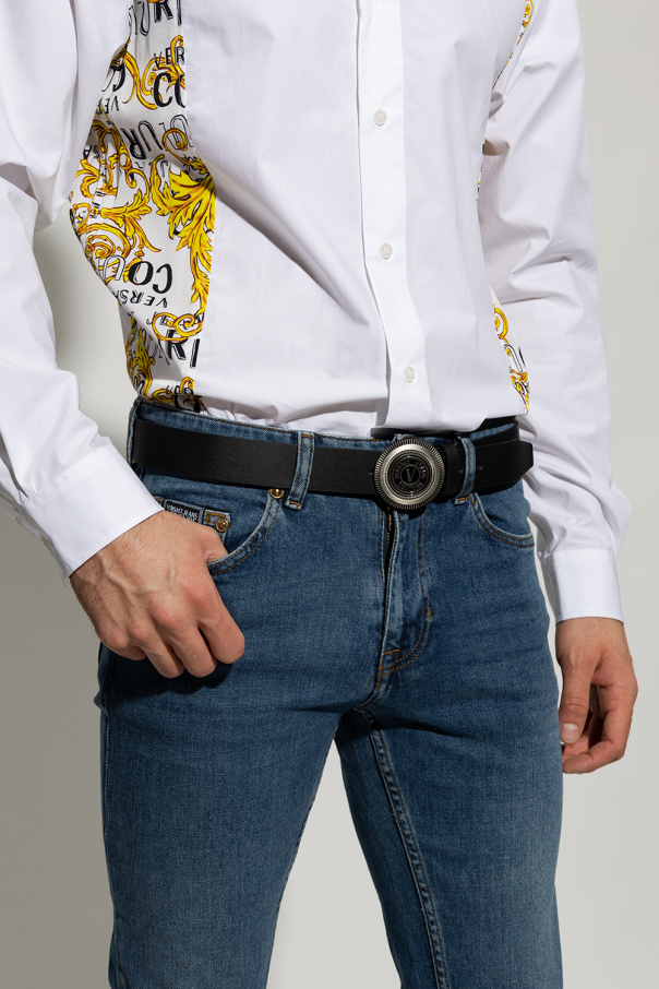 Versace gris jeans Couture Leather belt