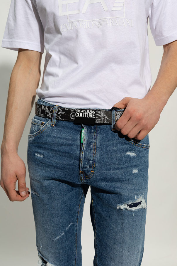 Versace mens jeans Couture Reversible belt with logo