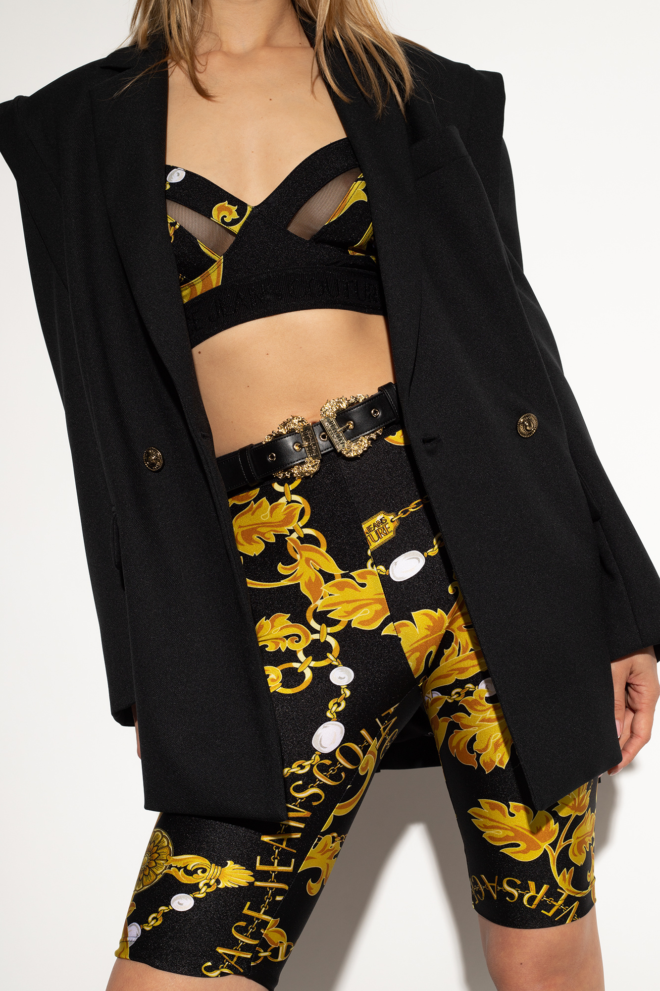 Isabel Marant Étoile contrast-stitch panelled leggings Leather belt
