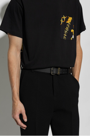 Leather belt od tartine et chocolat stripe print embroidered logo shirt item