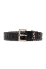 Saint Laurent BLACK Leather woven belt