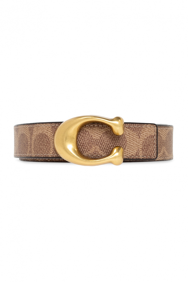 Coach Sculpted Signature Reversible Belt, Saddle, XS