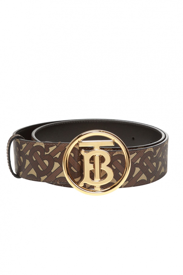 Burberry Bridle Brown Monogram Coated Canvas TB Buckle Belt S