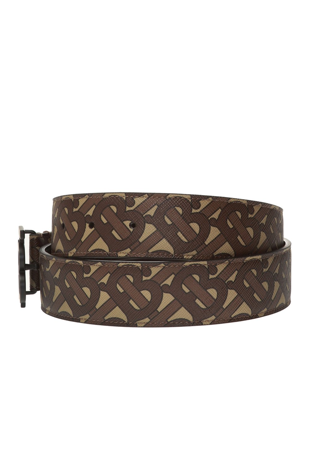 Burberry Bridle Brown Monogram Coated Canvas TB Buckle Belt S Burberry