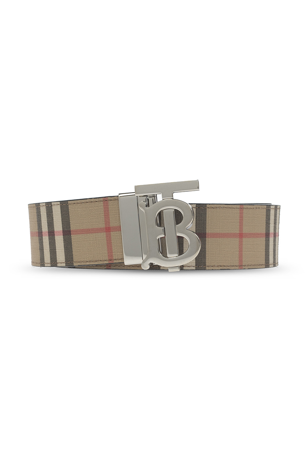 BURBERRY: reversible belt in coated cotton and leather - Beige