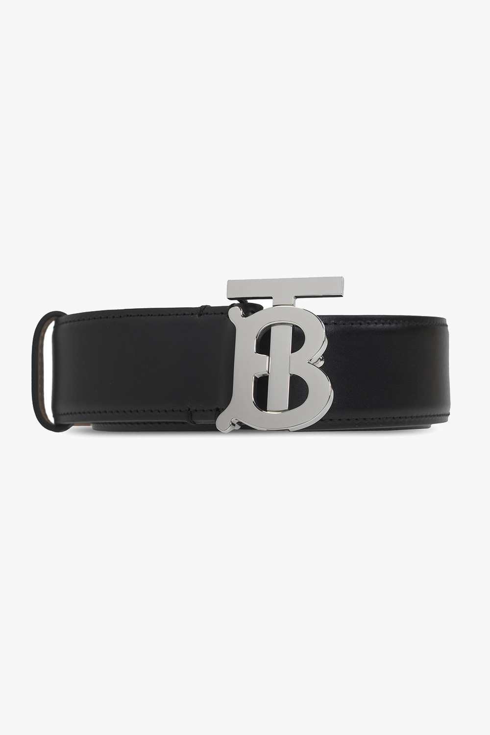 Burberry Ladies Black / Palladio TB Monogram Buckle Leather Belt