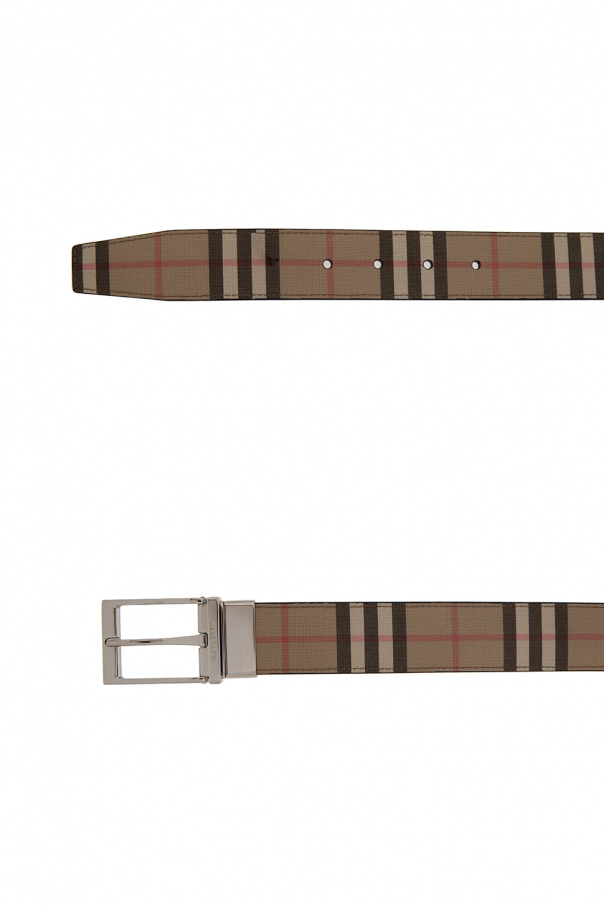Burberry | Men 35mm Reversible Check E-Canvas Belt Archive Beige 100