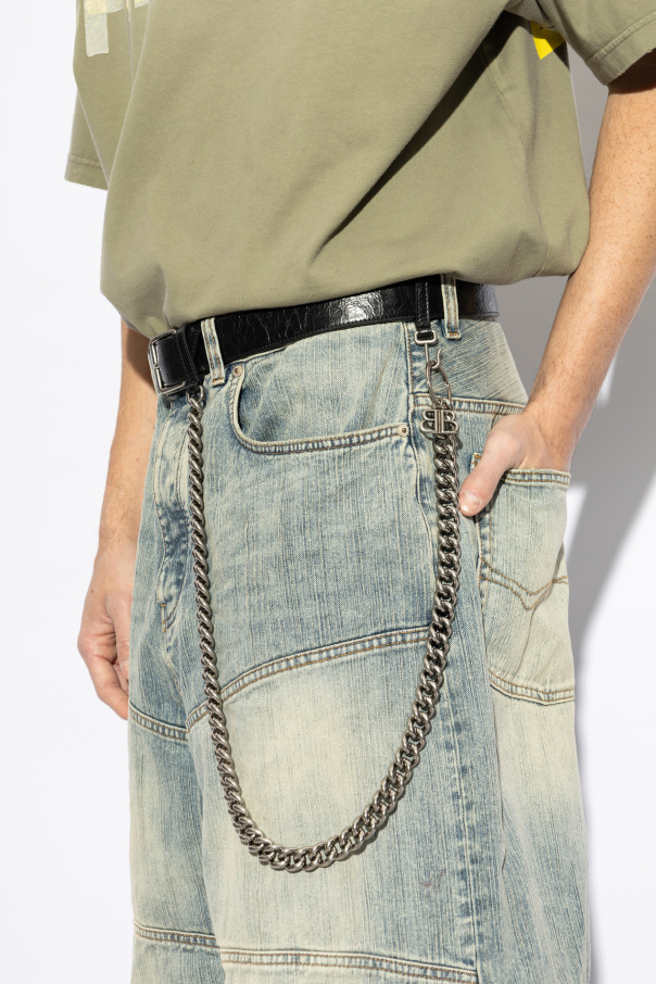 Balenciaga Cinturón de cuero con cadena