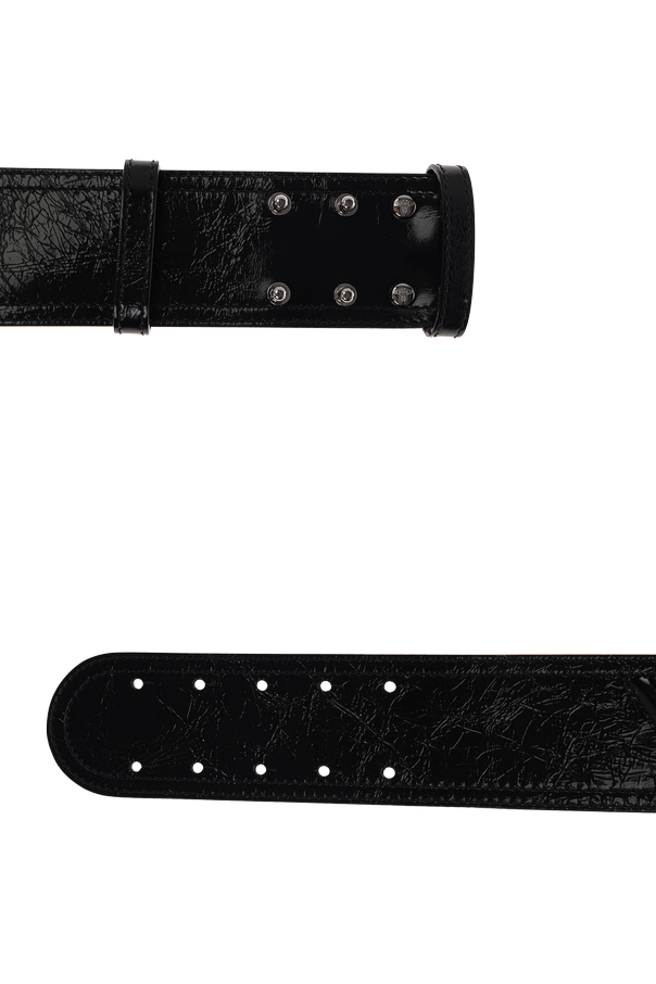 Vivienne Westwood Black Cracked-Effect Leather Waist Belt by Vivienne Westwood