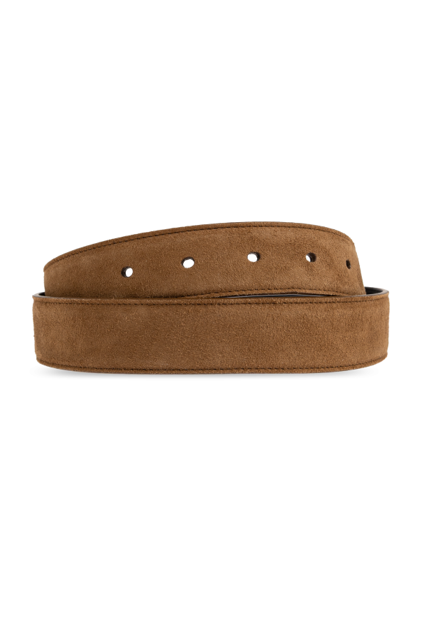 Saint Laurent Zamszowy pasek z logo