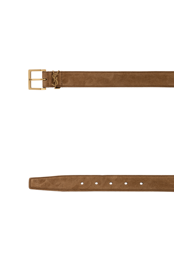 Saint Laurent Zamszowy pasek z logo