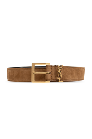 Suede belt with logo