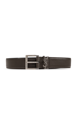 Leather belt with logo