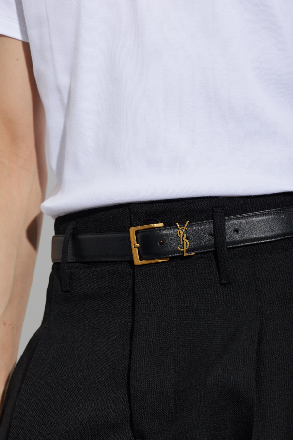 Saint Laurent Skórzany pasek z logo
