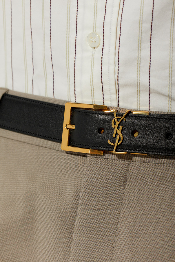 Saint Laurent Cinto de pele com fivela