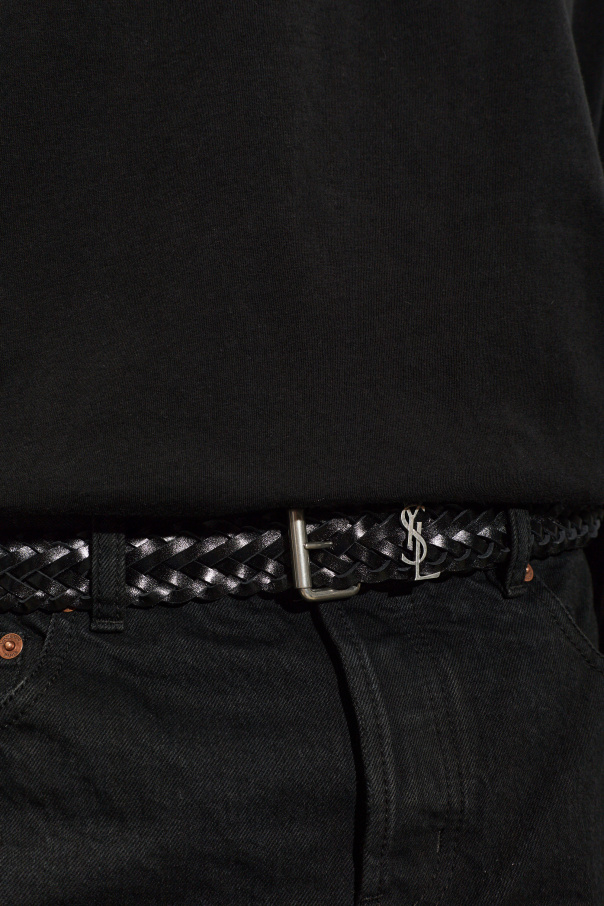 Saint Laurent Skórzany pasek z logo