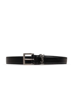 Leather belt with logo
