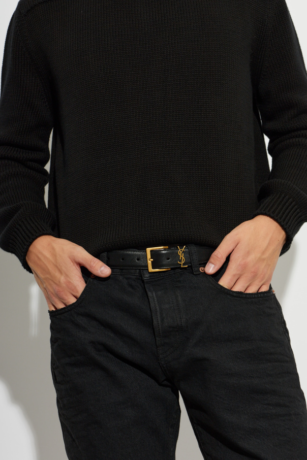 Saint Laurent Skórzany pasek z logo