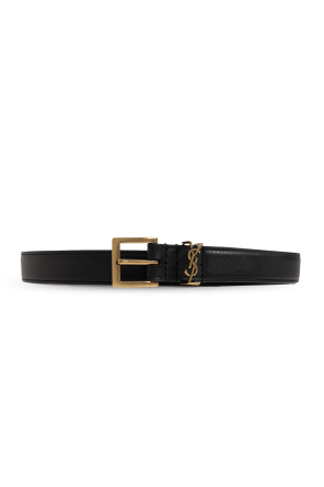 Leather belt with logo