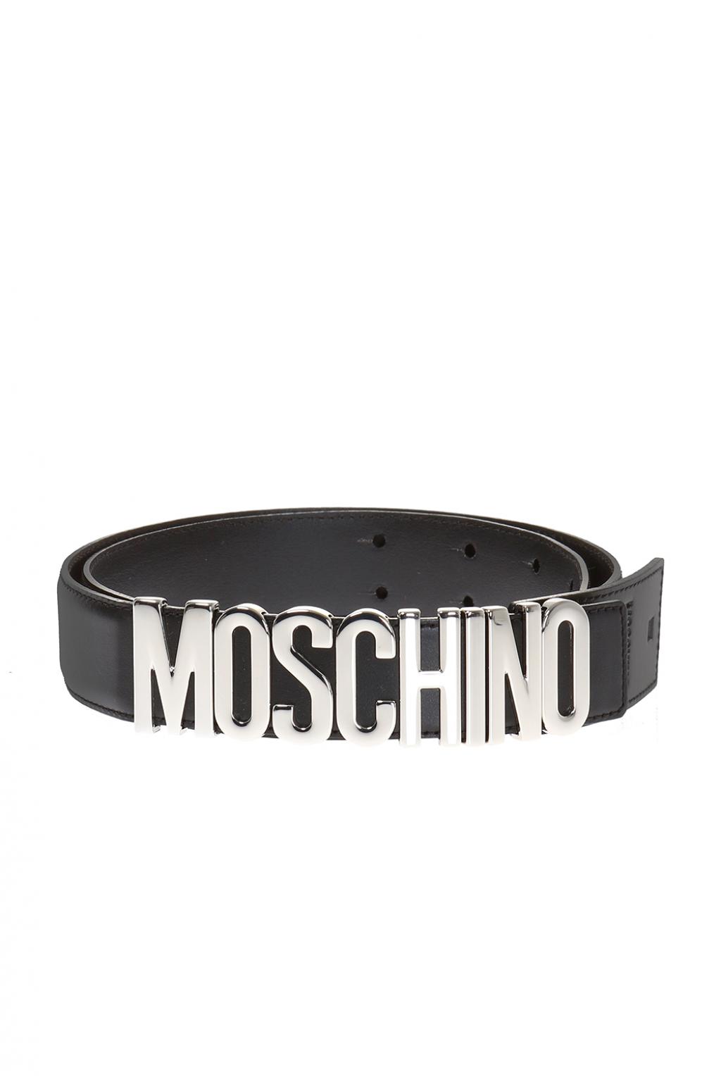 black and silver moschino belt