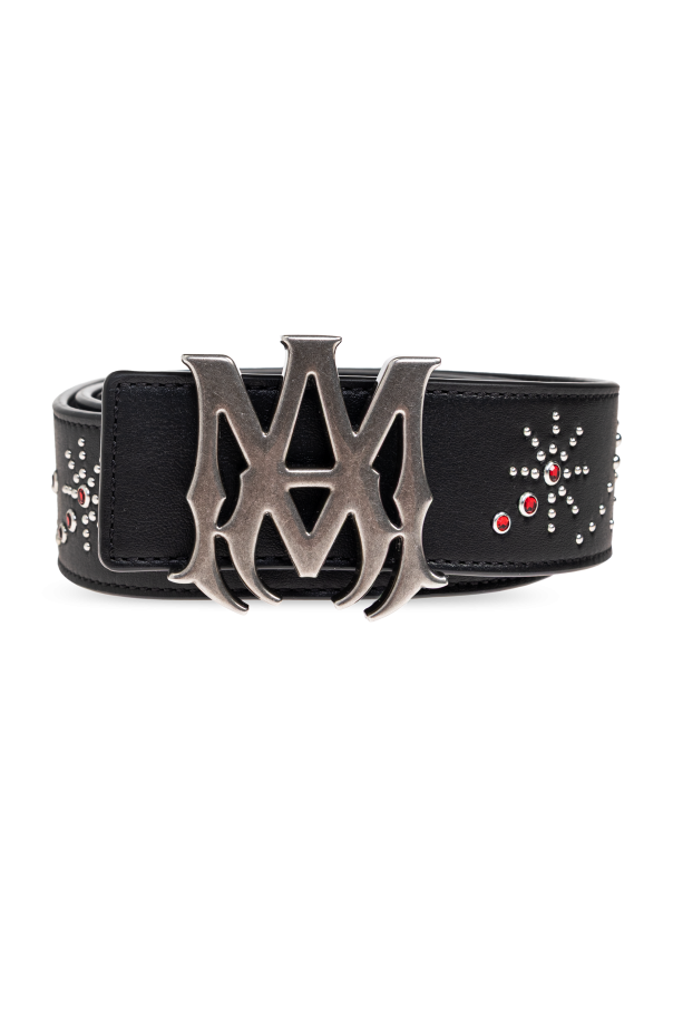 Amiri Leather belt with shimmering embellishments