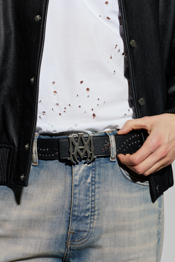 Amiri Leather belt with shimmering embellishments