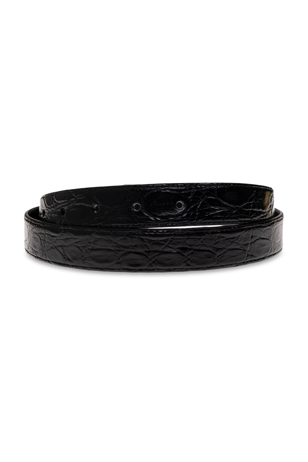 Dolce & Gabbana Men's Black Crocodile-Embossed Leather Belt by Dolce & Gabbana