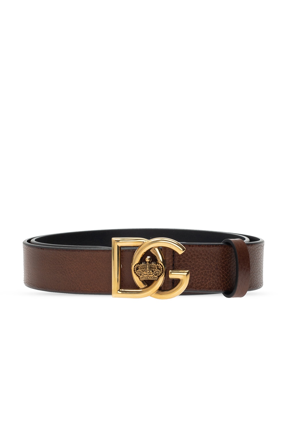 Brown Leather belt with logo Dolce & Gabbana - Vitkac France