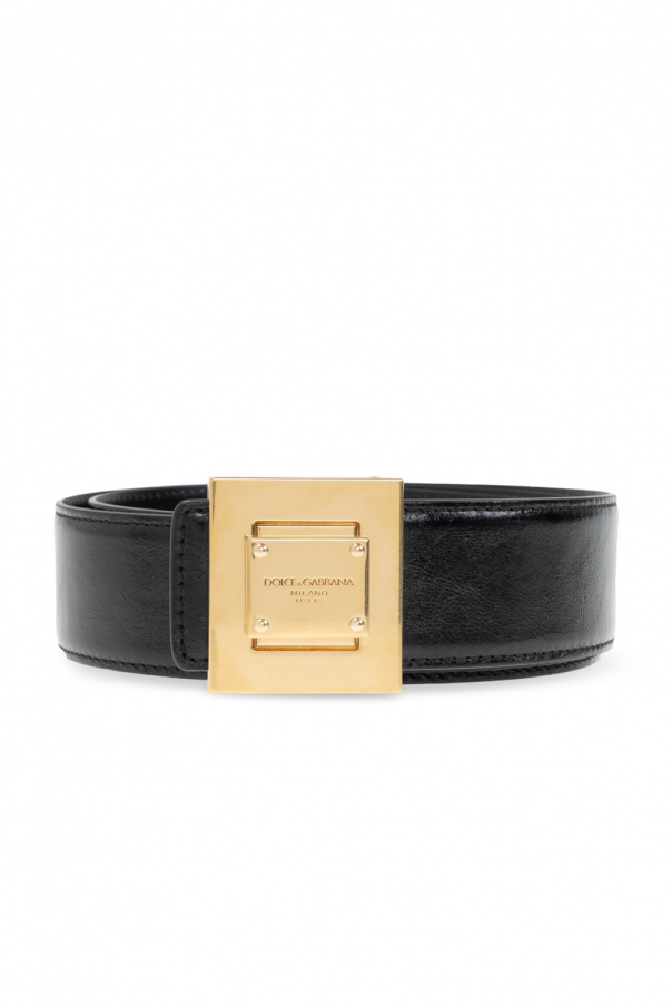 Dolce & Gabbana 18kt yellow gold Rainbow Alphabet Z ring Leather belt