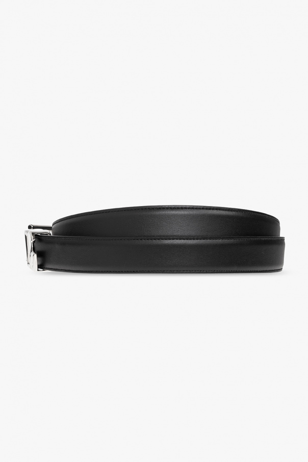 DOLCE & GABBANA MONOGRAMMED JEANS Leather belt with logo