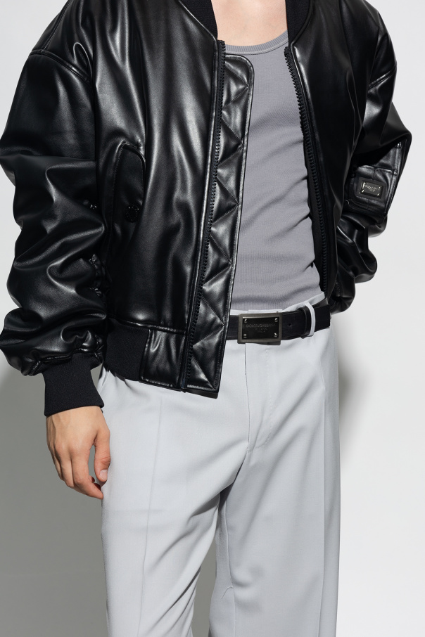 Dolce & Gabbana textured-finish A-line skirt Leather belt