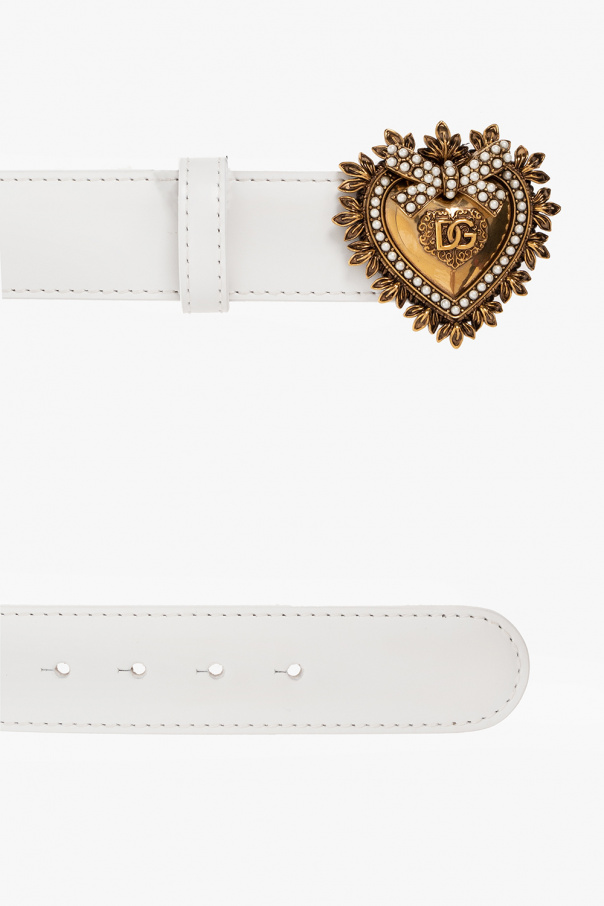 Dolce & Gabbana polished-finish high-waisted skirt Belt with heart buckle