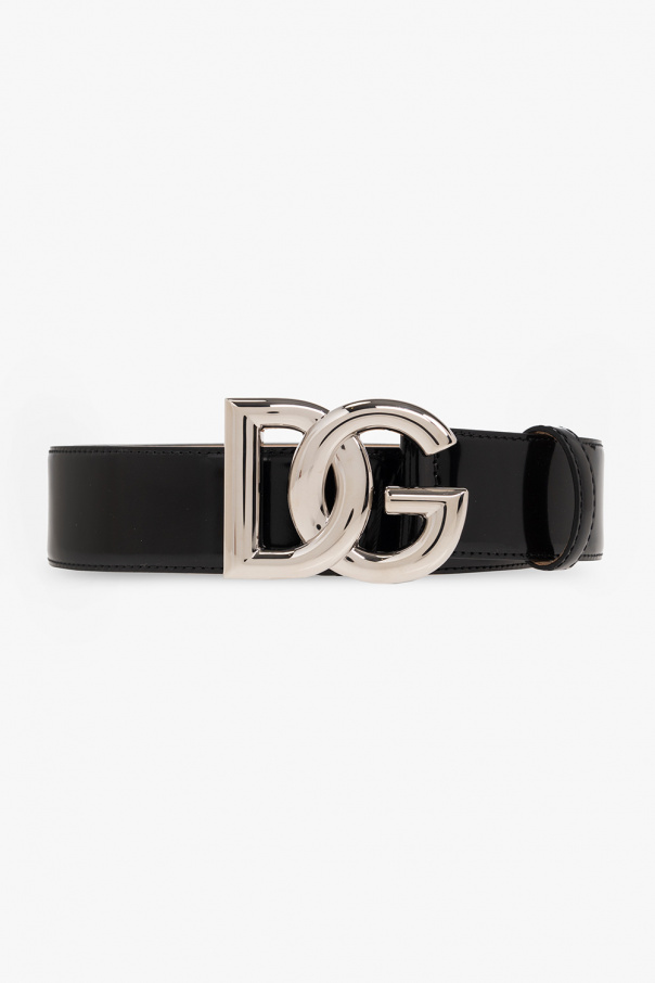 Dolce & Gabbana marble-pattern silk scarf Patent leather belt with logo