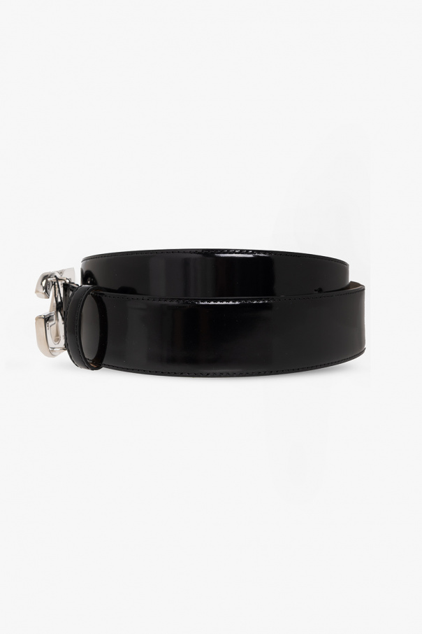 Dolce & Gabbana Men Power Bank Patent leather belt with logo