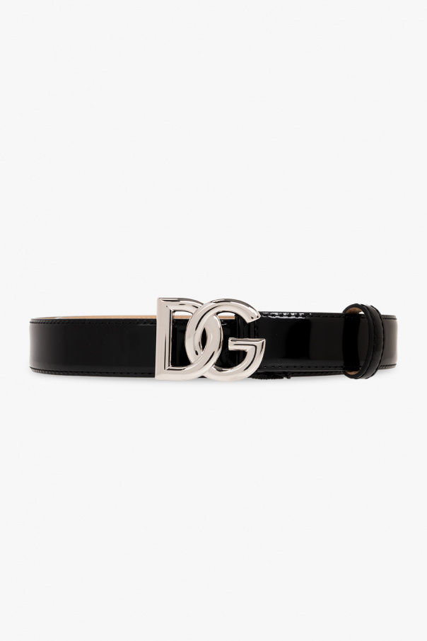 Dolce & Gabbana Kids Decke mit Logo-Muster Blau Patent leather belt with logo
