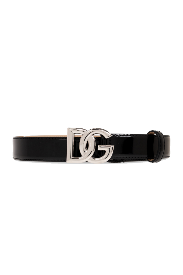 Dolce & Gabbana Patent leather belt with logo