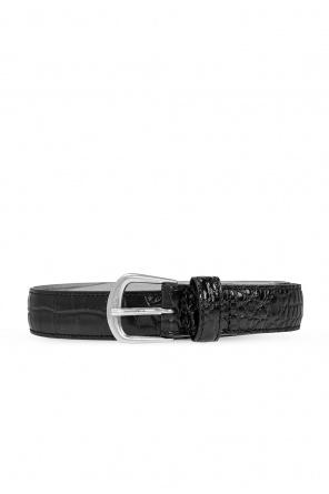 Saint Laurent engraved-logo buckle belt