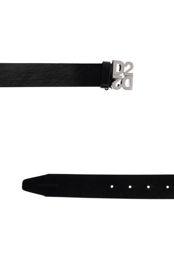 Dsquared2 Black Leather Belt with Signature D2 Buckle