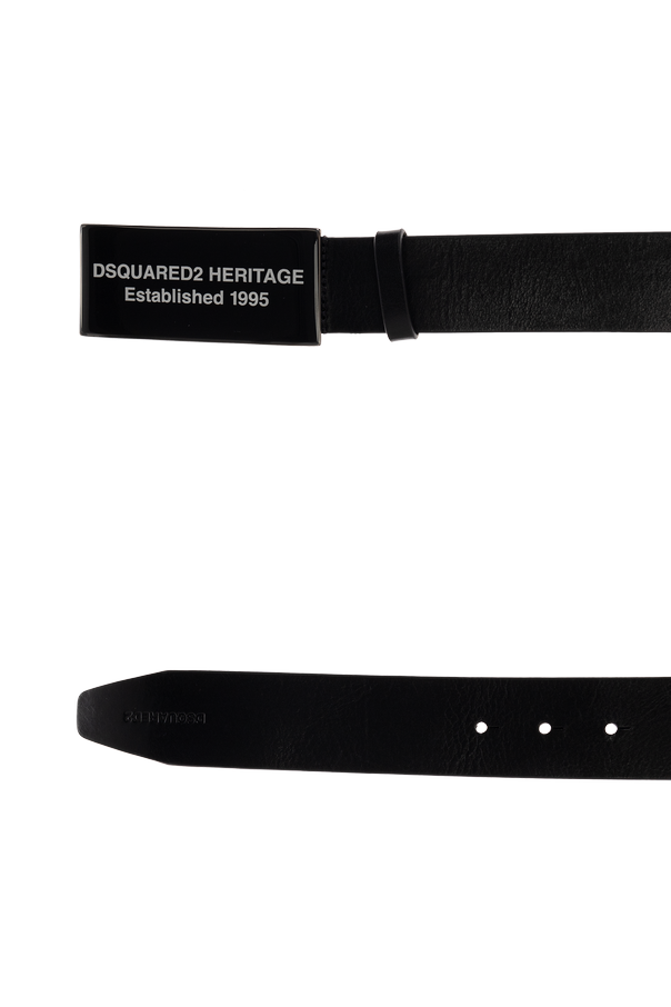 Dsquared2 Black Leather Belt with Designer Buckle