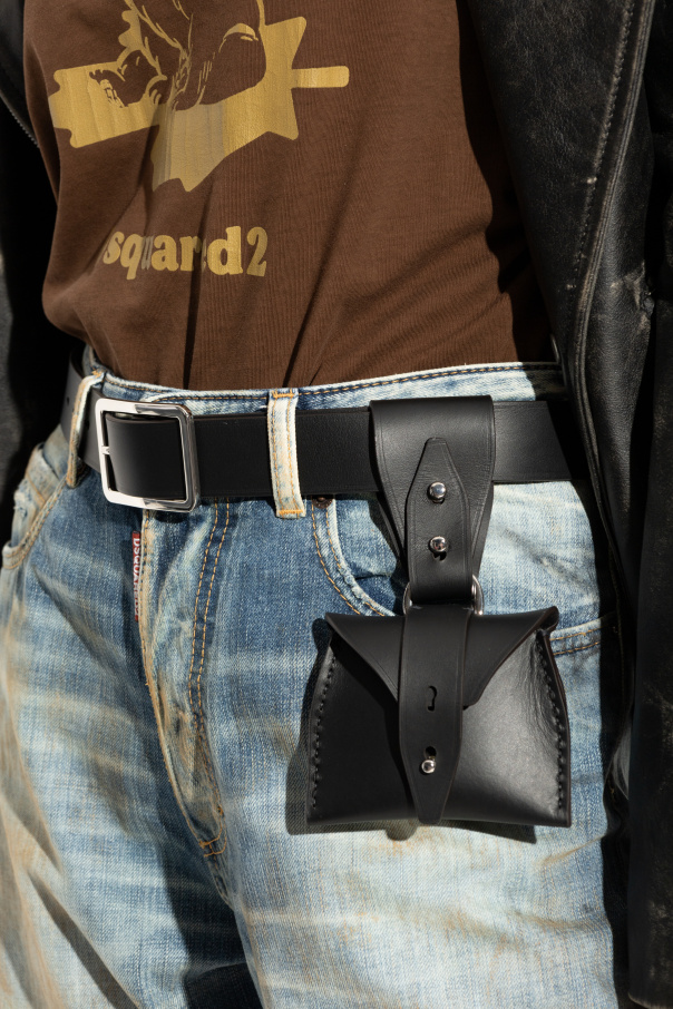 Dsquared2 Leather belt with detachable pouch
