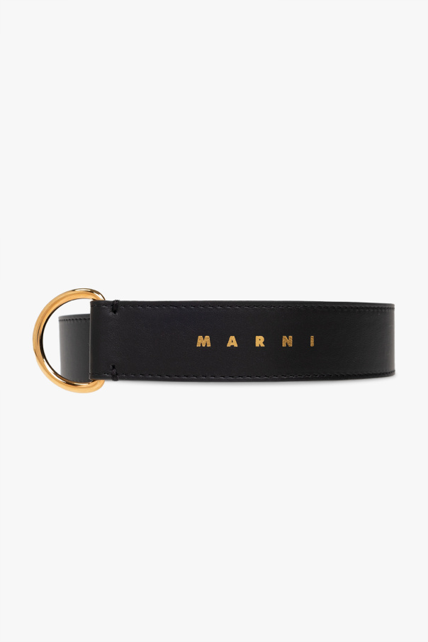 marni coat Leather belt with logo