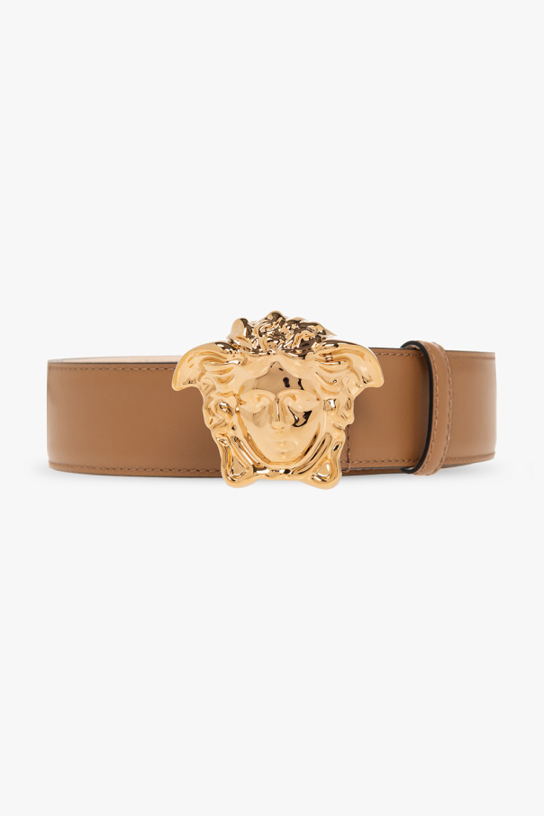 Versace BROWN Leather belt with Medusa head