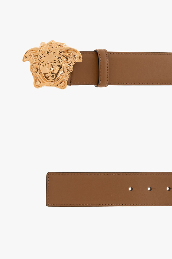 Versace BROWN Leather belt with Medusa head